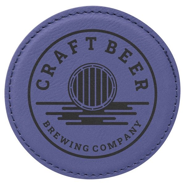 Customizable Round Leatherette Coaster - Bottle Engraving
