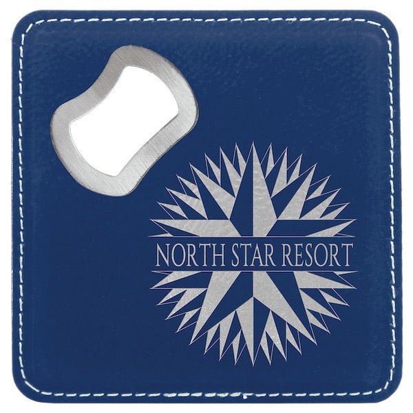 Customizable Square Leatherette Bottle Opener Coaster - Bottle Engraving