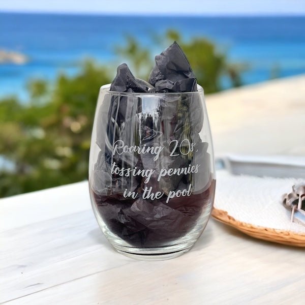Customized Stemless Wine Glass - Bottle Engraving