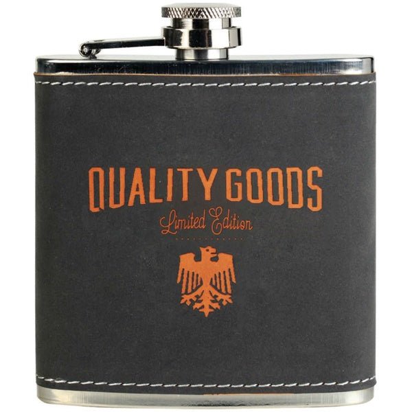 Dark Gray/Orange Textured Personalized Flask - Bottle Engraving