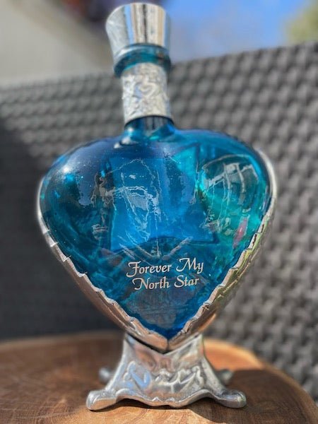 Grand Love Blue Heart Bottle Blanco Tequila - Bottle Engraving