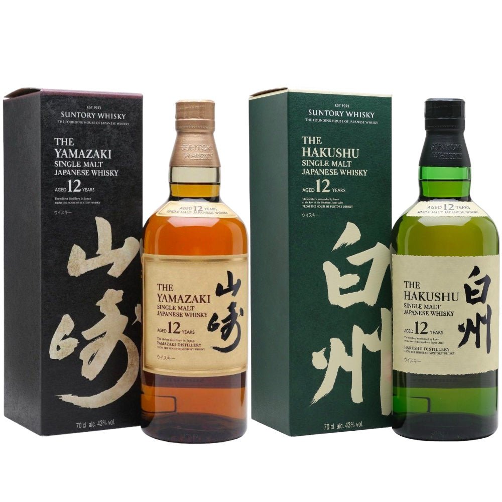 Hakushu and Yamazaki 12 Year Single Malt Japanese Whisky