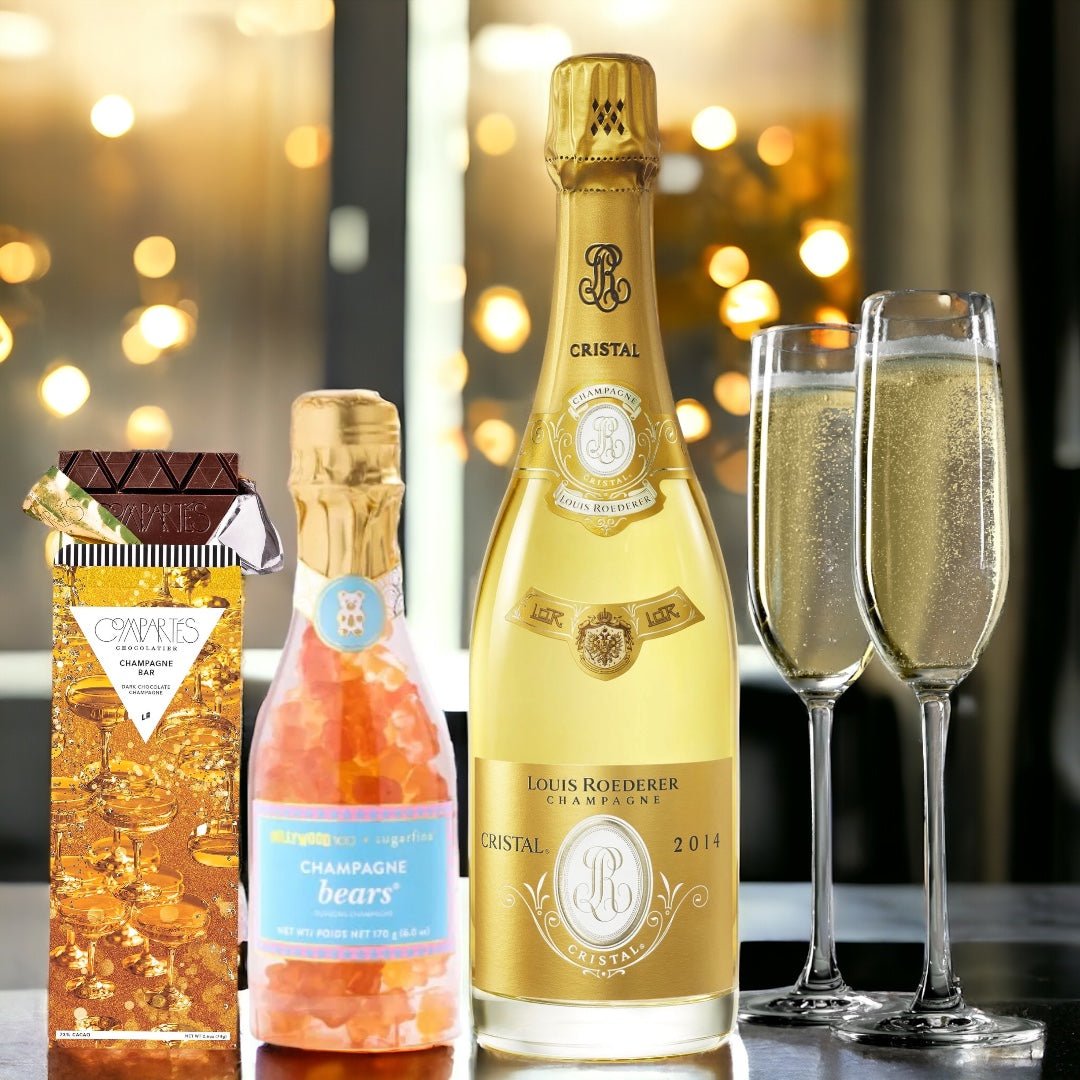 Louis Roederer Cristal Champagne Gift Set with Customizable Flutes and Sweets - Bottle Engraving