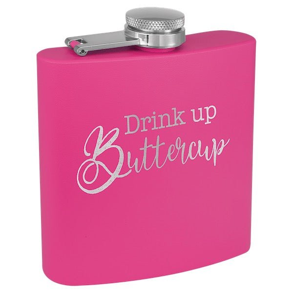 Matte Pink Personalized Flask - Bottle Engraving