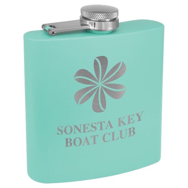 Matte Teal Personalized Flask - Bottle Engraving