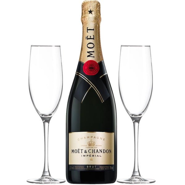 Moët & Chandon Imperial Champagne Gift Set with Engraved Flutes - Bottle Engraving