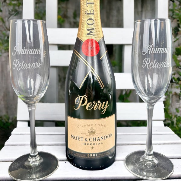 Moët & Chandon Imperial Champagne Gift Set with Personalized Flutes - Bottle Engraving