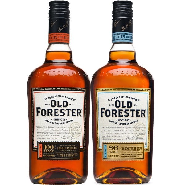 Old Forester 100 and 86 Proof Bourbon Whiskey Bundle - Bottle Engraving