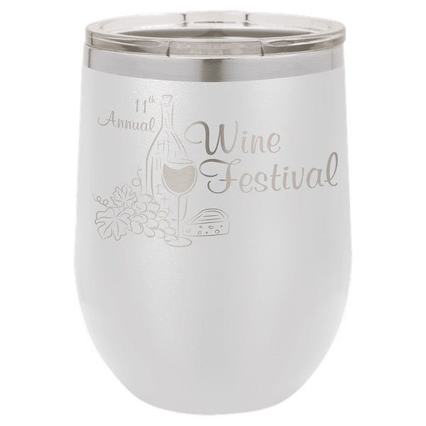 Polar Camel 12 oz. Vacuum Insulated Stemless Wine Tumbler with Lid - Bottle Engraving