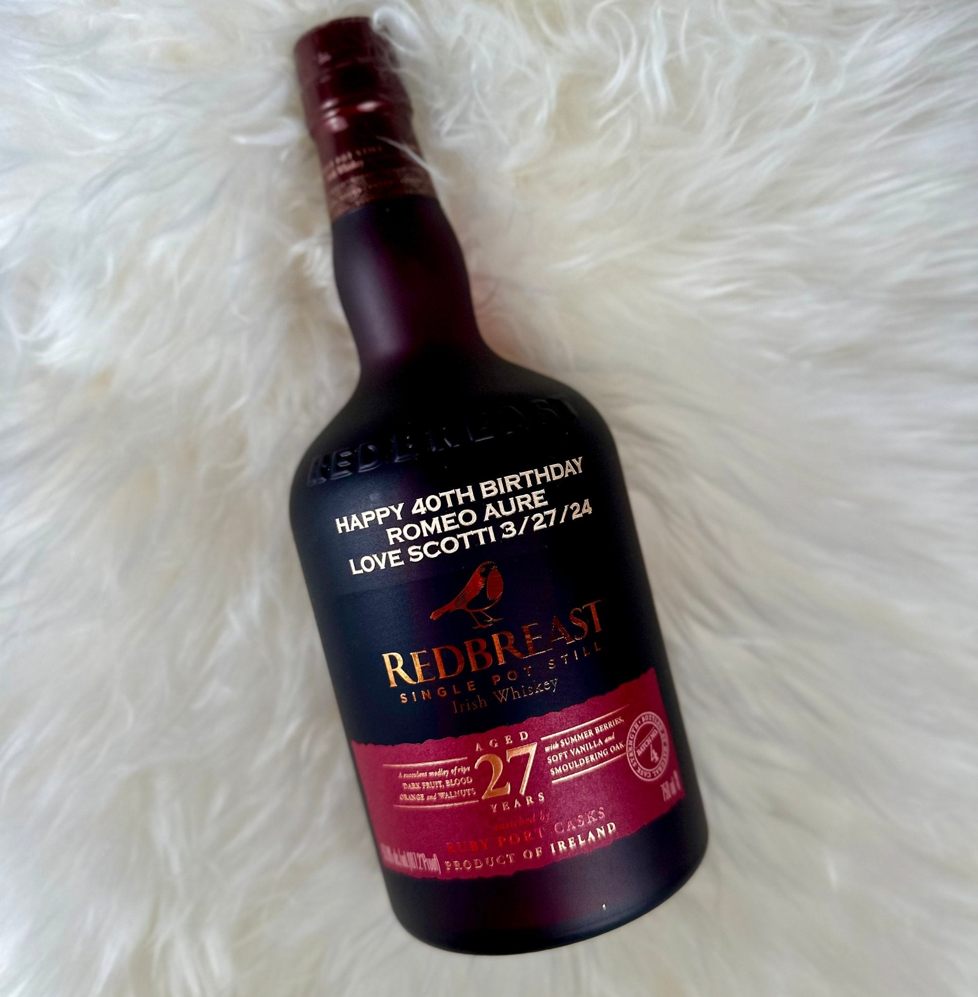 Redbreast 27 Year Old Single Pot Still Irish Whiskey - Bottle Engraving