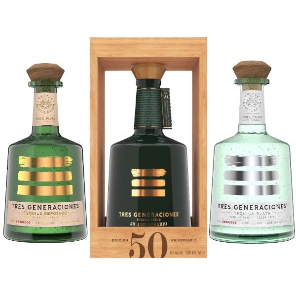 Tres Generaciones 50th Anniversary Añejo, Plata and Reposado Tequila Bundle - Bottle Engraving