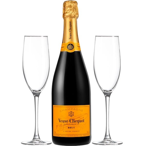 Veuve Clicquot Champagne Gift Set with Engraved Flutes - Bottle Engraving