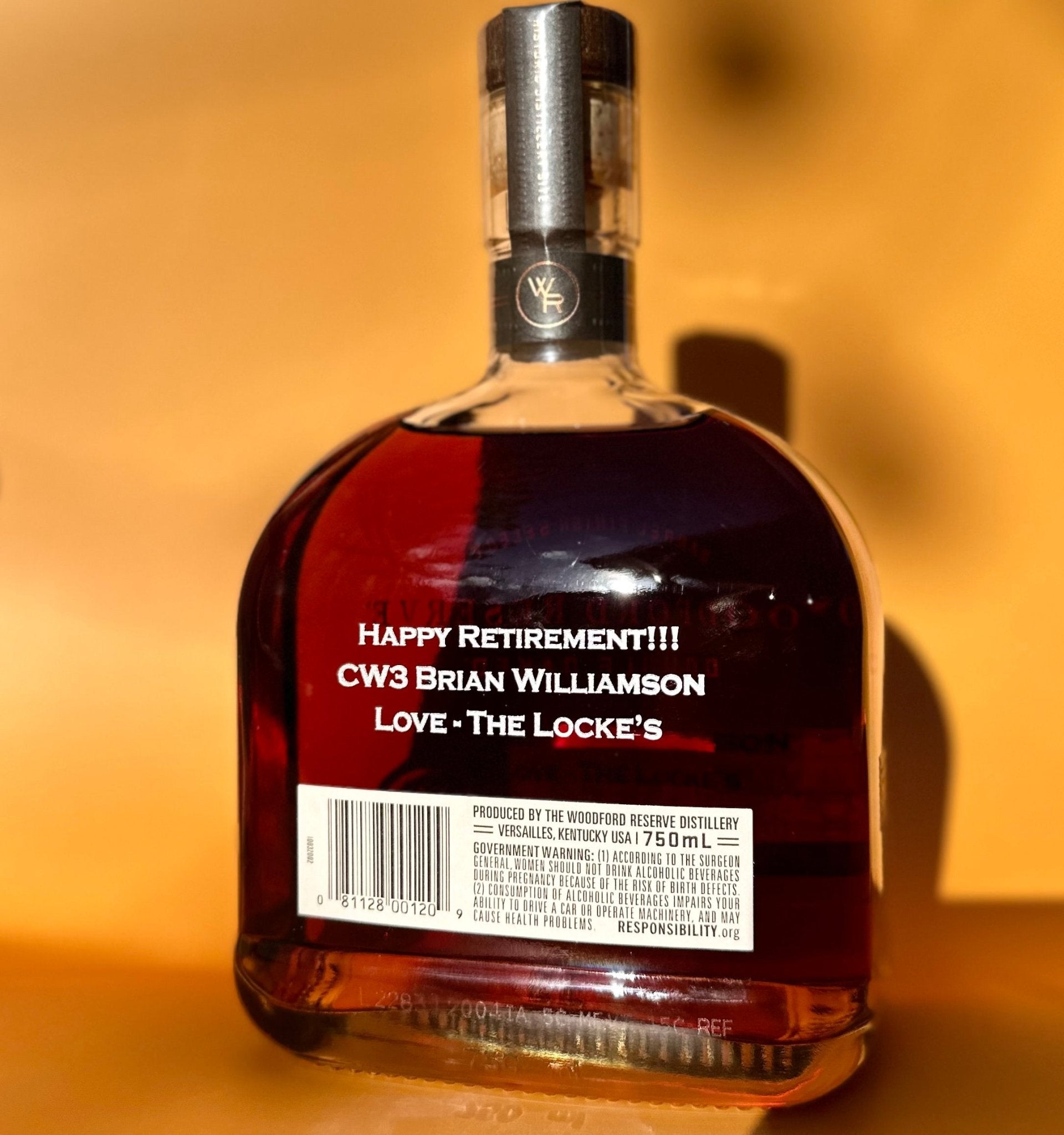 Woodford Reserve Double Oaked Kentucky Bourbon Whiskey - Bottle Engraving