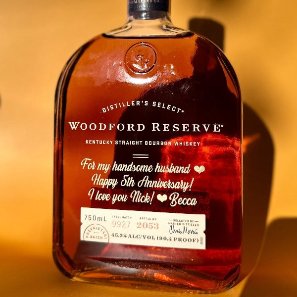 Woodford Reserve Engrtaved Bourbon Bottle - Bottle Engraving
