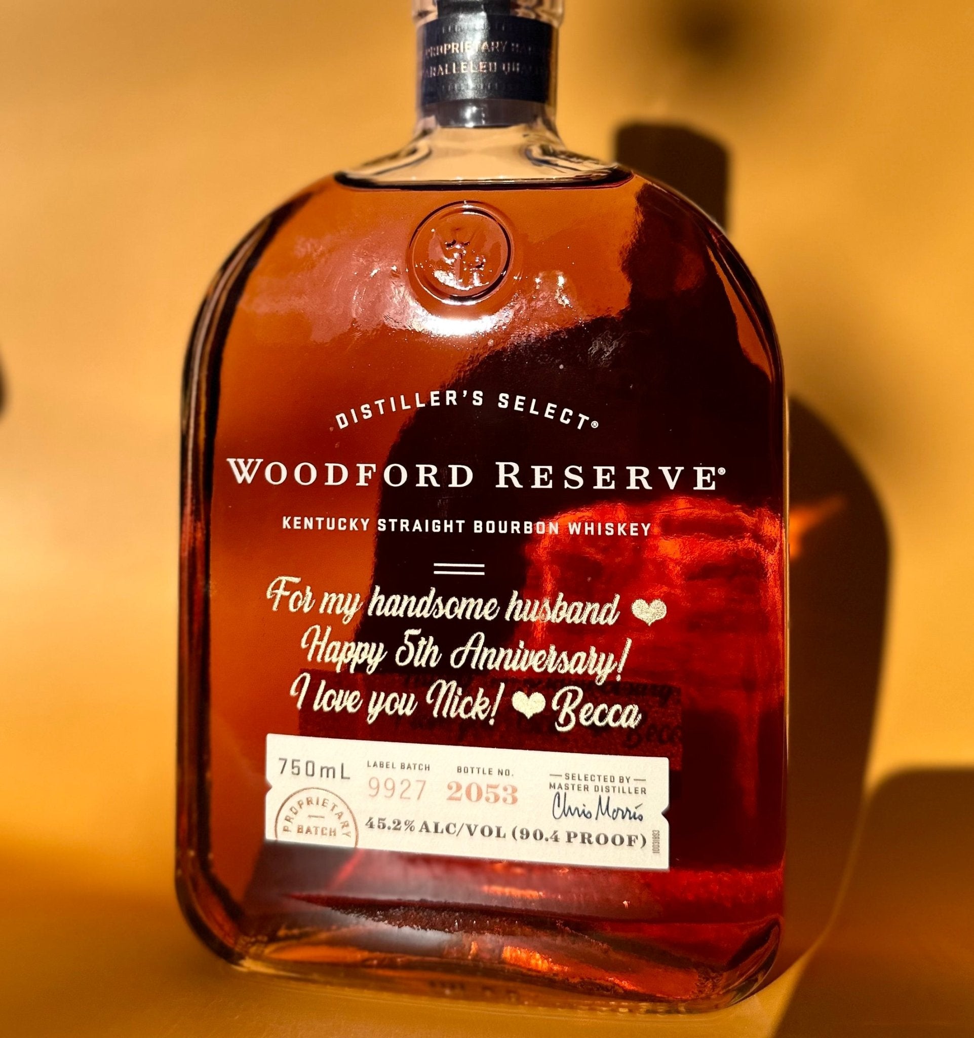 Woodford Reserve Kentucky Straight Rye Whiskey - Bottle Engraving