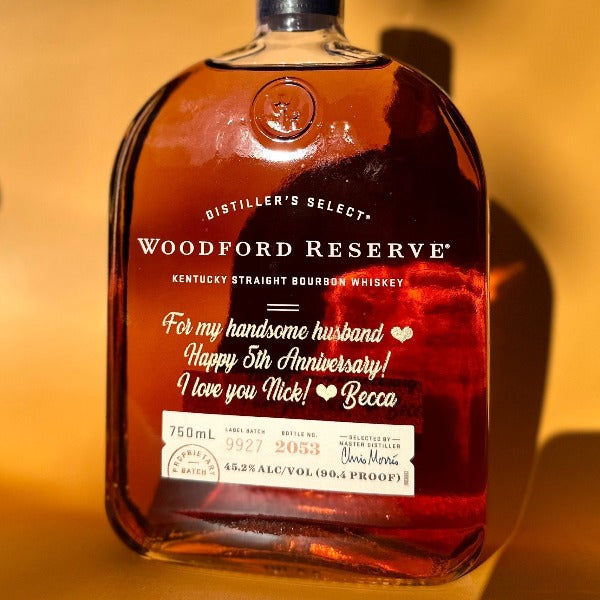 Woodford Reserve Engraved Whiskey Bottle - Bottle Engraving
